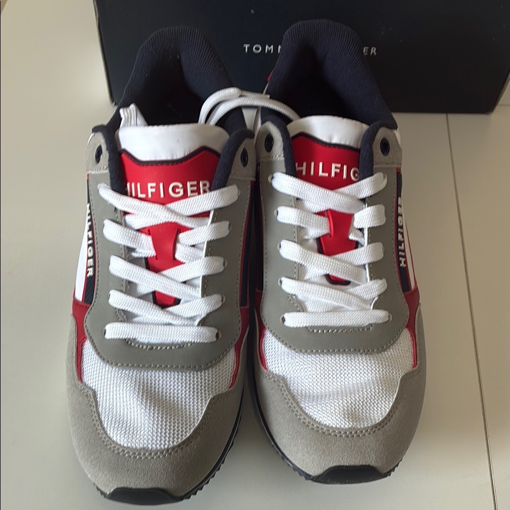 Tommy Hilfiger Vocto Red and Gray Athletic Sneakers